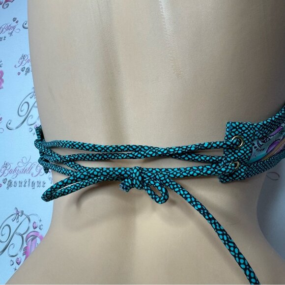 Shade & shore bikini top paisley print tassle bright dotted gold beads 34DD boho - Picture 12 of 13